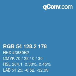 カラーコード: RGB 54 128.2 178 | qconv.com