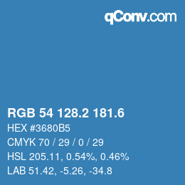 カラーコード: RGB 54 128.2 181.6 | qconv.com