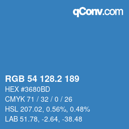 カラーコード: RGB 54 128.2 189 | qconv.com
