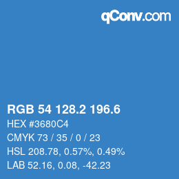カラーコード: RGB 54 128.2 196.6 | qconv.com