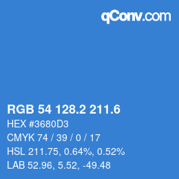 カラーコード: RGB 54 128.2 211.6 | qconv.com