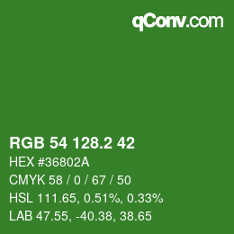 カラーコード: RGB 54 128.2 42 | qconv.com