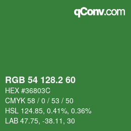 カラーコード: RGB 54 128.2 60 | qconv.com