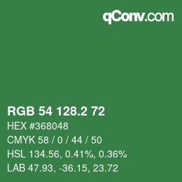カラーコード: RGB 54 128.2 72 | qconv.com