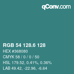 カラーコード: RGB 54 128.6 128 | qconv.com