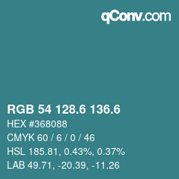 カラーコード: RGB 54 128.6 136.6 | qconv.com