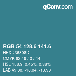 カラーコード: RGB 54 128.6 141.6 | qconv.com