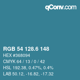 カラーコード: RGB 54 128.6 148 | qconv.com