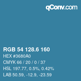 カラーコード: RGB 54 128.6 160 | qconv.com