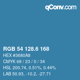 カラーコード: RGB 54 128.6 168 | qconv.com