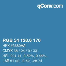 カラーコード: RGB 54 128.6 170 | qconv.com