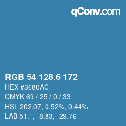 カラーコード: RGB 54 128.6 172 | qconv.com