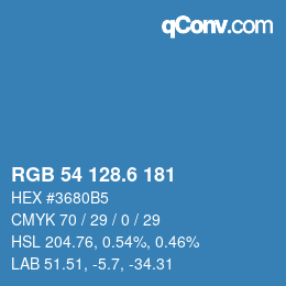 カラーコード: RGB 54 128.6 181 | qconv.com