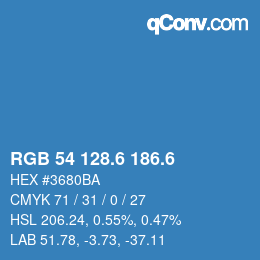カラーコード: RGB 54 128.6 186.6 | qconv.com