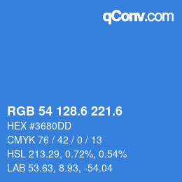 カラーコード: RGB 54 128.6 221.6 | qconv.com