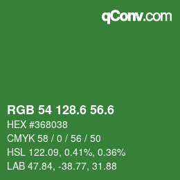 カラーコード: RGB 54 128.6 56.6 | qconv.com