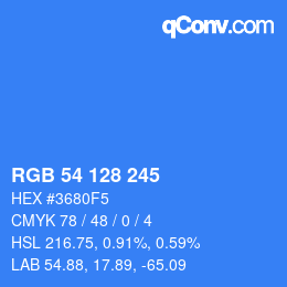 カラーコード: RGB 54 128 245 | qconv.com