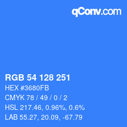 カラーコード: RGB 54 128 251 | qconv.com