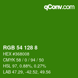 Color code: RGB 54 128 8 | qconv.com