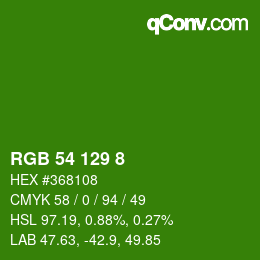 カラーコード: RGB 54 129 8 | qconv.com