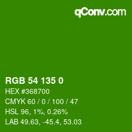 Color code: RGB 54 135 0 | qconv.com