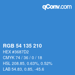 Color code: RGB 54 135 210 | qconv.com