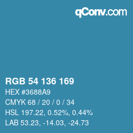 Color code: RGB 54 136 169 | qconv.com