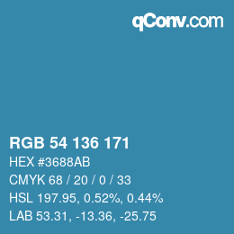 Color code: RGB 54 136 171 | qconv.com