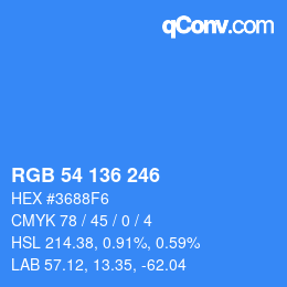 Color code: RGB 54 136 246 | qconv.com