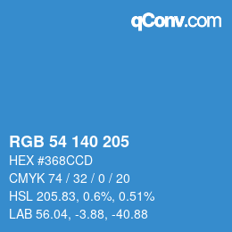 Farbcode: RGB 54 140 205 | qconv.com