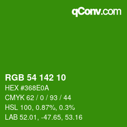 Color code: RGB 54 142 10 | qconv.com