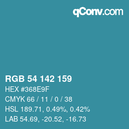 カラーコード: RGB 54 142 159 | qconv.com