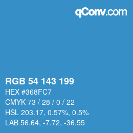 Color code: RGB 54 143 199 | qconv.com