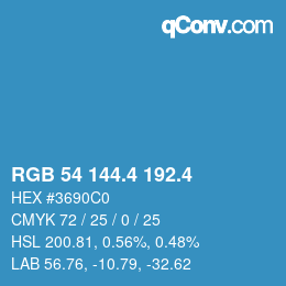 カラーコード: RGB 54 144.4 192.4 | qconv.com