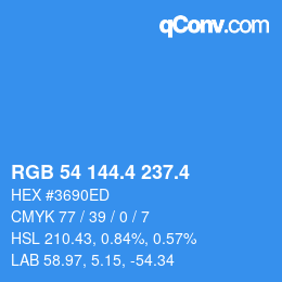カラーコード: RGB 54 144.4 237.4 | qconv.com