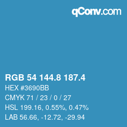 カラーコード: RGB 54 144.8 187.4 | qconv.com