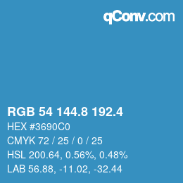 カラーコード: RGB 54 144.8 192.4 | qconv.com