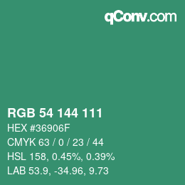 Farbcode: RGB 54 144 111 | qconv.com