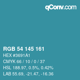 Color code: RGB 54 145 161 | qconv.com