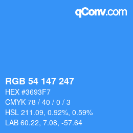 颜色代码: RGB 54 147 247 | qconv.com