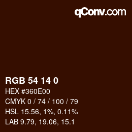 カラーコード: RGB 54 14 0 | qconv.com