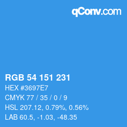 カラーコード: RGB 54 151 231 | qconv.com