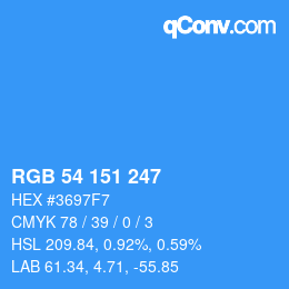 颜色代码: RGB 54 151 247 | qconv.com
