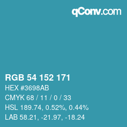 Color code: RGB 54 152 171 | qconv.com