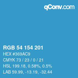 颜色代码: RGB 54 154 201 | qconv.com