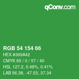 Color code: RGB 54 154 66 | qconv.com