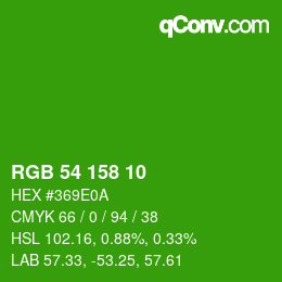 Color code: RGB 54 158 10 | qconv.com