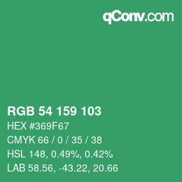 Color code: RGB 54 159 103 | qconv.com