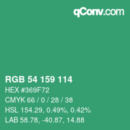 カラーコード: RGB 54 159 114 | qconv.com