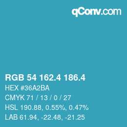カラーコード: RGB 54 162.4 186.4 | qconv.com